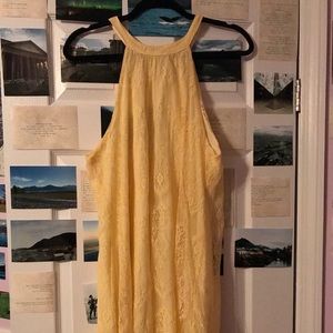 High neck yellow dress